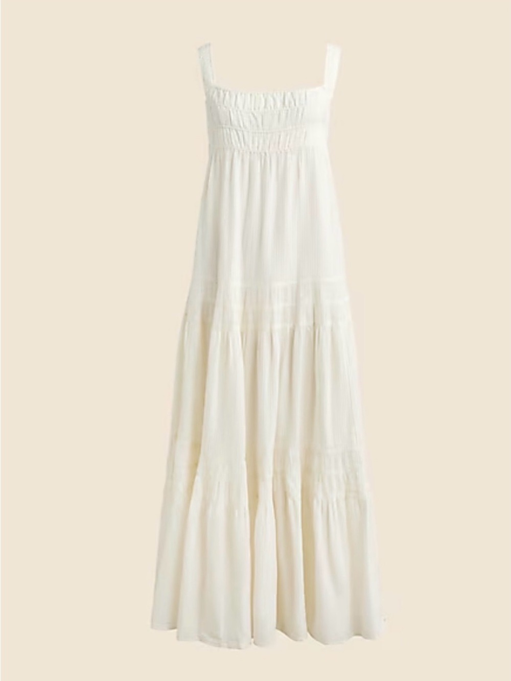J. Crew Cream Airy gauze tiered maxi dress Cover Up Size L #314 - Picture 3 of 17
